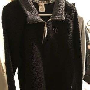 Pink Victoria secret Sherpa 3/4 zip jacket